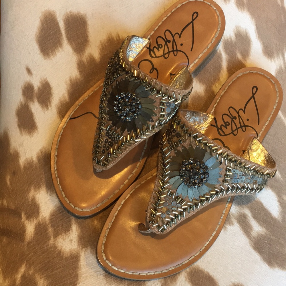 Libby Edelman beaded thong sandals